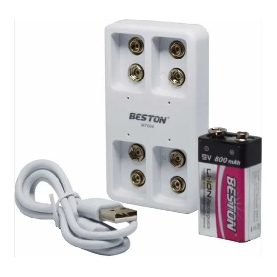 Cargador Beston Bst-c822 + Bateria Pila 9v Cuadrada 800mah