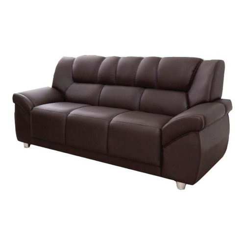 Sillon 3 Cuerpos Sofa Córdoba Pu Negro Color Marrón Diseño de la tela Liso