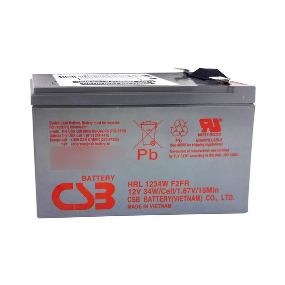 Batería Csb de 12 V, 9 Ah, HR1234w, F2, SMS, Apc, sin interrupciones