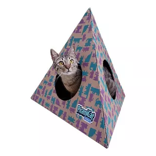 Toca P/ Gatos Pet Games Formato De Pirâmide Lilás E Verde