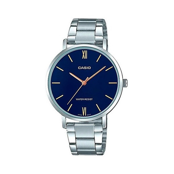 Reloj Casio Ltp-vt01d-2budf Mujer 100% Original Color de la correa Plateado Color del bisel Plateado Color del fondo Azul marino
