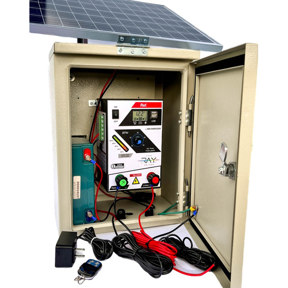 Cerca Eléctrica Solar 5km/ Panel + Bateria + Gabinete 
