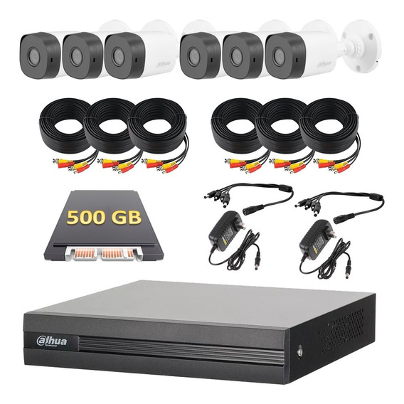 Kit 6 Cámaras 1080p Dahua Video Vigilancia Dahua 500gb