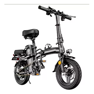 Bicicleta Electrica Electrobike Plegable Con Alarma Antirrobo Cargador Para Celular Canastilla Y Herramienta Para Dos Pasajeros 45km/h De Velocidad Con 70km De Autonomía Conducción Hibrida Color Negro