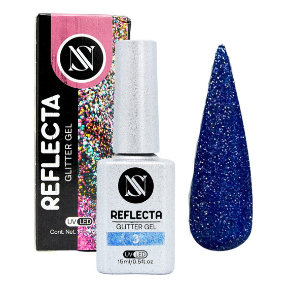 Reflecta Glitter Gel Para Uñas, Elige Color. Studio Nails Color Azul No. 3