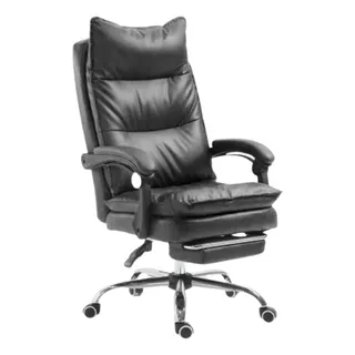 Silla Oficina Sillon Respaldo Almohadon Negro Sin Apoya Pies