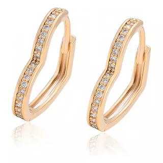 Aretes Oro 18k Lam Corazón Swarovski Regalo Perfecto Dama 