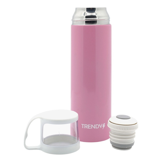 Termo Termico Medio Litro 500ml Acero Inox Rosa Negro