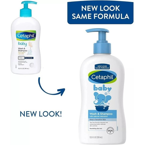 Cetaphil baby wash & shampoo calendula 2 en 1 piel y cabello 399ml 13.5 Oz