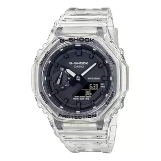 Reloj De Pulsera Casio G-shock Ga-2100 De Cuerpo Color Gris, Analógico-digital, Para Hombre, Fondo Negro, Con Correa De Resina Color Gris, Agujas Color Negro Y Blanco, Dial Gris Y Negro, Subesferas Co