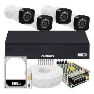 Kit Cftv 4 Cameras Segurança 1080p Full Hd Dvr Intelbras 4ch