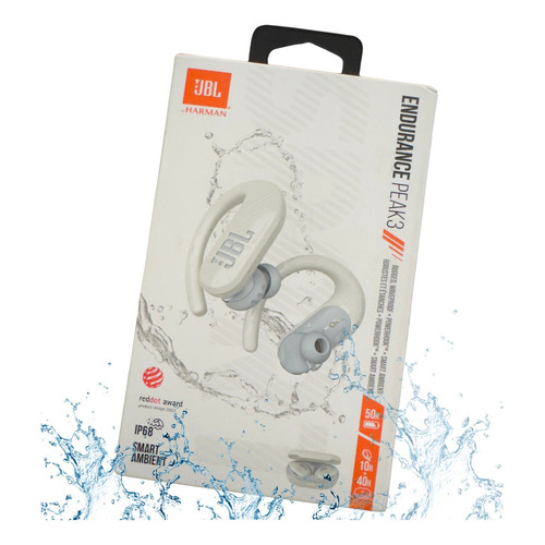 Audífono in-ear gamer inalámbrico JBL PEAK 3 blanco con luz LED