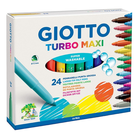 Marcadores Giotto 24 Colores Drypen Lavable No Tóxico El Rey