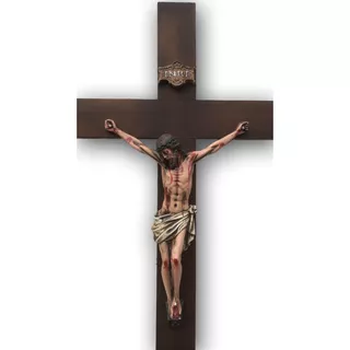  Cruz Cruxifiço Parede Em Madeira - Cristo 30cm Madeira 60cm