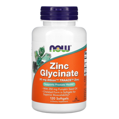 Now Foods Glicinato De Zinc 30mg Albion 120softgels Sin sabor