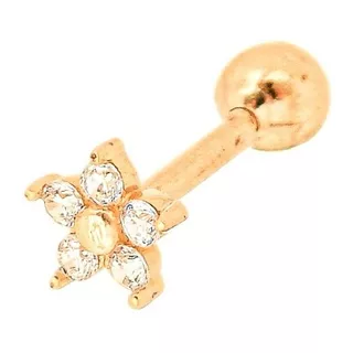 Piercing Tragus Orelha Ouro 18k Flor