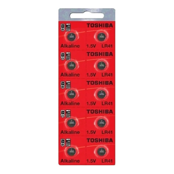 Combo X10 Pila Toshiba Alcalina Lr41 Botón Reloj Alarma 1.5v