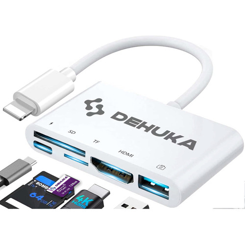 Adaptador Usb Hdmi Sd Memoria Compatible Con iPad Y iPhone Dehuka