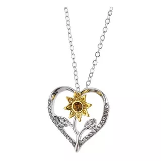 Collar Dije Girasol Cadena Corazón Mujer Joya Regalo