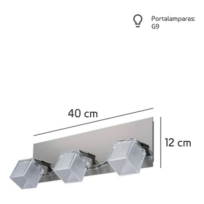 Aplique Plafon 3 Luces Apto Led G9 Cromo Vidrio Moderno A703