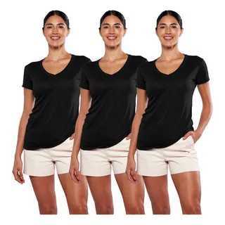 Paquete 3 Playera Mujer Dama Cuello V 100% Algodon Alfani