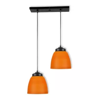 Lampara Campana Colgante De Plástico - 2 Luces - Naranja