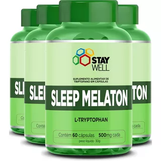 4 Unidades Do Sleep Melaton 500mg - Stay Well -  60 Cápsulas