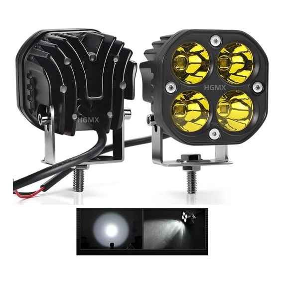 Par Faro 4 Led 40w Cuadrado Blanco O Amarillo Fijo / Estrobo