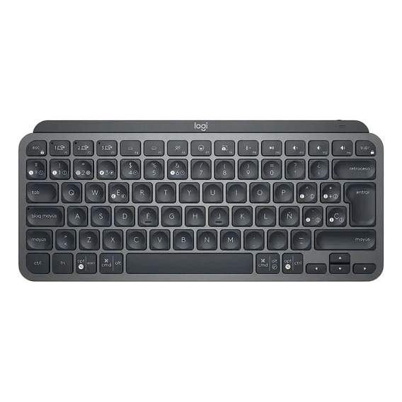 Teclado bluetooth Logitech Master Series MX Keys Mini QWERTY Easy Switch español color grafito con luz blanca