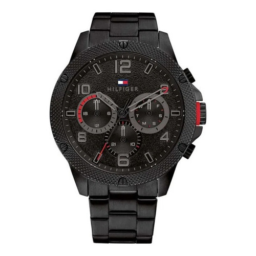 Reloj Tommy Hilfiger Th1792030 Hombre Negro Multifuncion Color Del Fondo Negro Color De La Malla Negro Color Del Bisel Negro