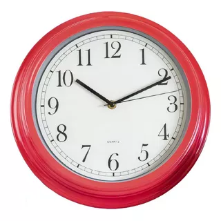 Reloj Pared Retro Pl. Mco Rojo 30cm Diam Color Del Fondo Blanco