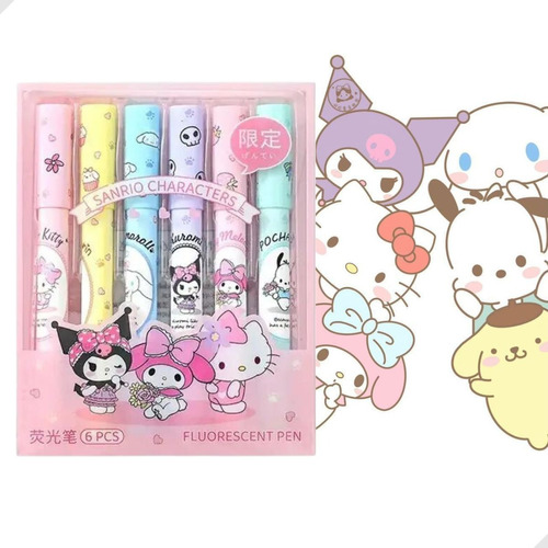 Kit de texto para marca Hello Kitty Gang, 6 piezas, Sanrio Kawaii