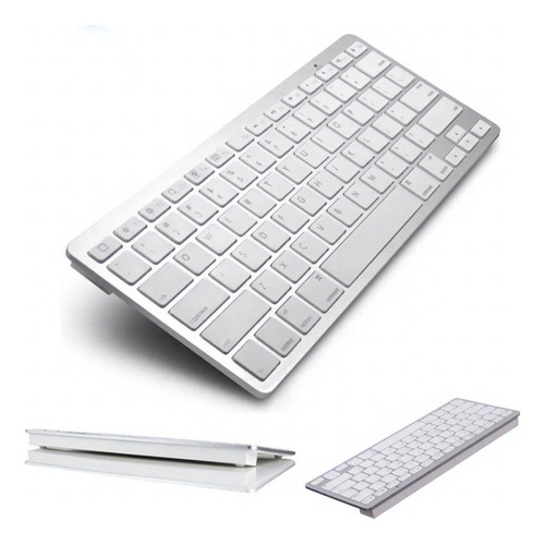 Teclado Bluetooth inalámbrico Android Ios iPad Mac, color blanco