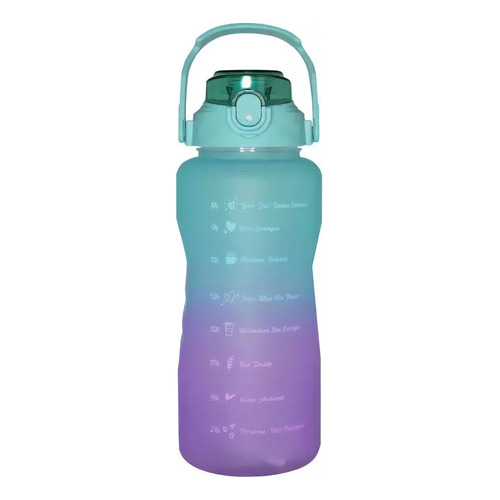 Botella de agua para gimnasio con efecto anudado en la parte superior, color azul y morado