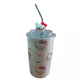 Termo Con Popote Acero Inoxidable, Hello Kitty, Sanrio 450ml