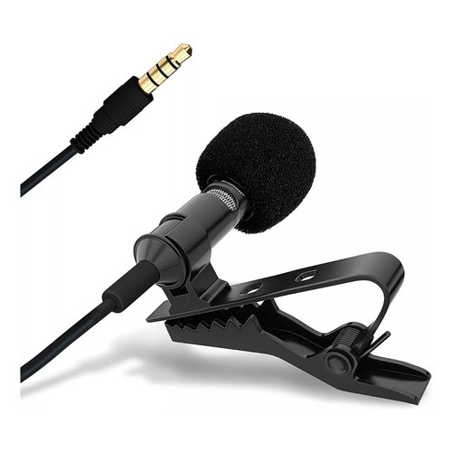 Microfono De Solapa Triestereo Ja22-01 |calidad Y Metalizado Color Negro