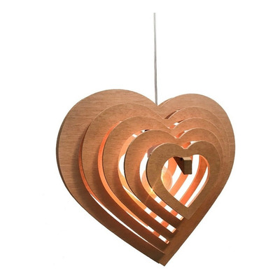 Lampara Colgante Corazón Madera Mdf Cedro 1001 Ad