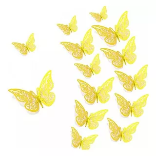 Mariposas 3d Pegatinas Artes Pared De Metal Calado 72pcs