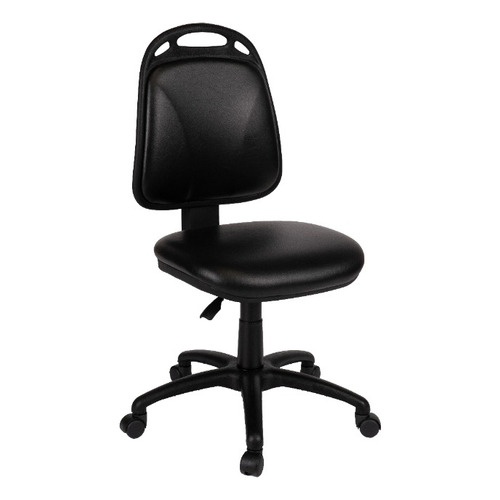 Silla de escritorio de Outlet Diva sin apoyabrazos y con ruedas ergonómica  negra con tapizado de cuero sintético