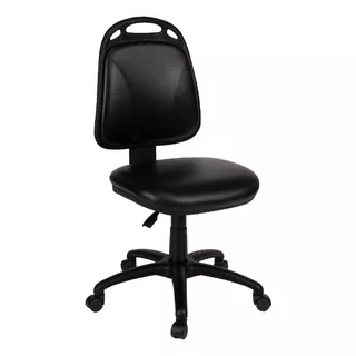 Silla De Escritorio De Outlet Diva Sin Apoyabrazos Y Con Ruedas Ergonómica  Negra Con Tapizado De Cuero Sintético