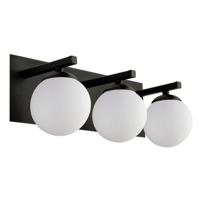 Aplique 2 Luces Elyn Negro Globo Opal Apto Led G9 Deco