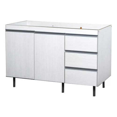 Mueble Bajo Mesada 140 Cm  Perfil J Arco Blanco Roble Ricchezze Con Cajonera