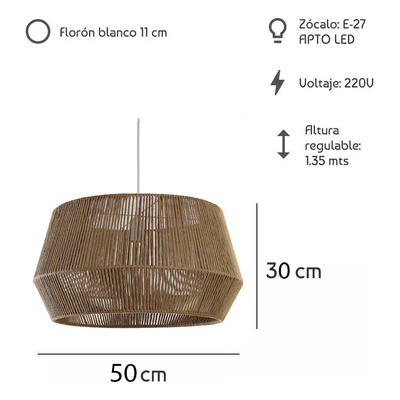 Colgante Hilo Habano 50cm Apto Led Deco Diamante Large