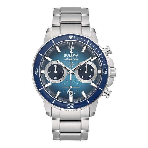 Reloj Bulova Marine Star Crono 96b380 Caballero E-watch Color de la correa Plateado Color del bisel Azul Color del fondo Azul