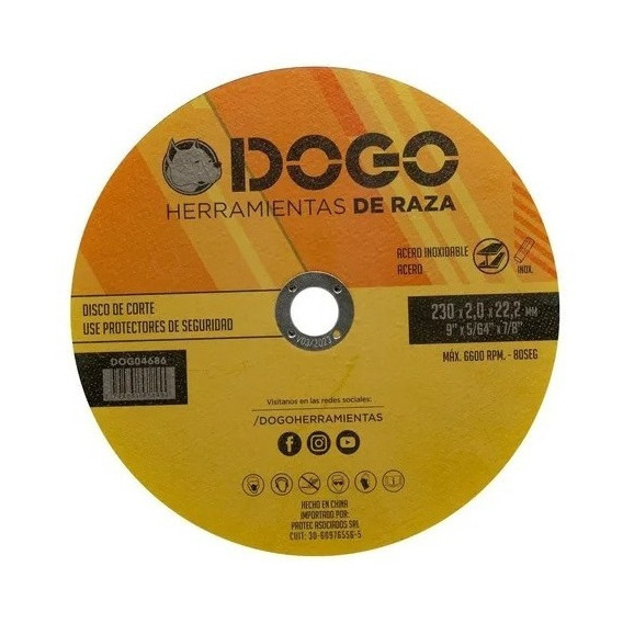 Disco Corte Amoladora 230 X 2mm Metal Acero Inox Dogo X25