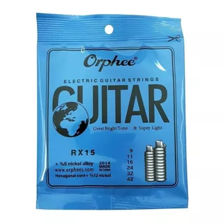 Encordado Orphee Nickel Para Guitarra Eléctrica 009-042 Rx15