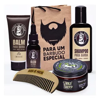Shampoo + Balm + Óleo + Pente De Madeira + Para Barba