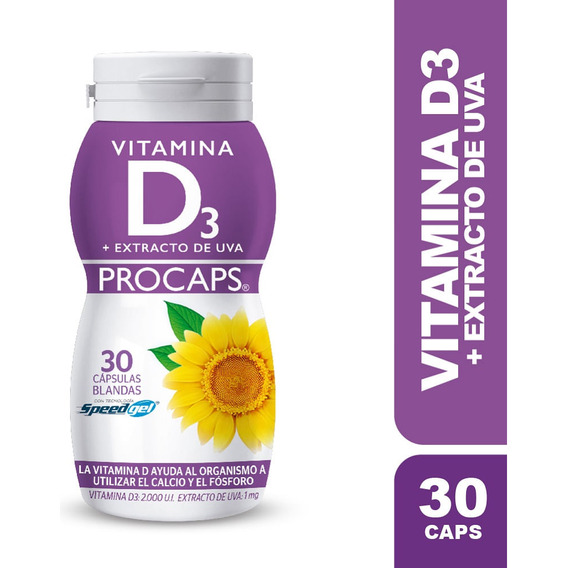 Vitamina D3 Extracto Uva Procaps 2000ui X 30 Capsulas