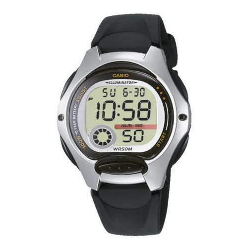 Reloj pulsera digital Casio LW-200 con correa de resina color negro - fondo gris - bisel negro/gris