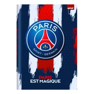 Caderno Escolar Grande Brochura Capa Dura Psg Futebol Paris Cor Azul